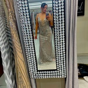 Silver with nude dress